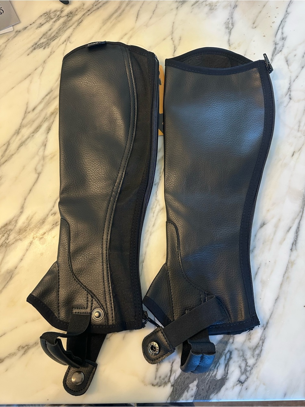 Saxon Black Leather Half Chaps- xs